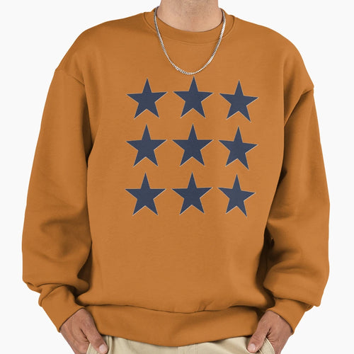 Large Navy Blue Stars Transparent Sweatshirt - Novelty Apparel Unisex - T-Shirt, Sweatshirt, Hoodie