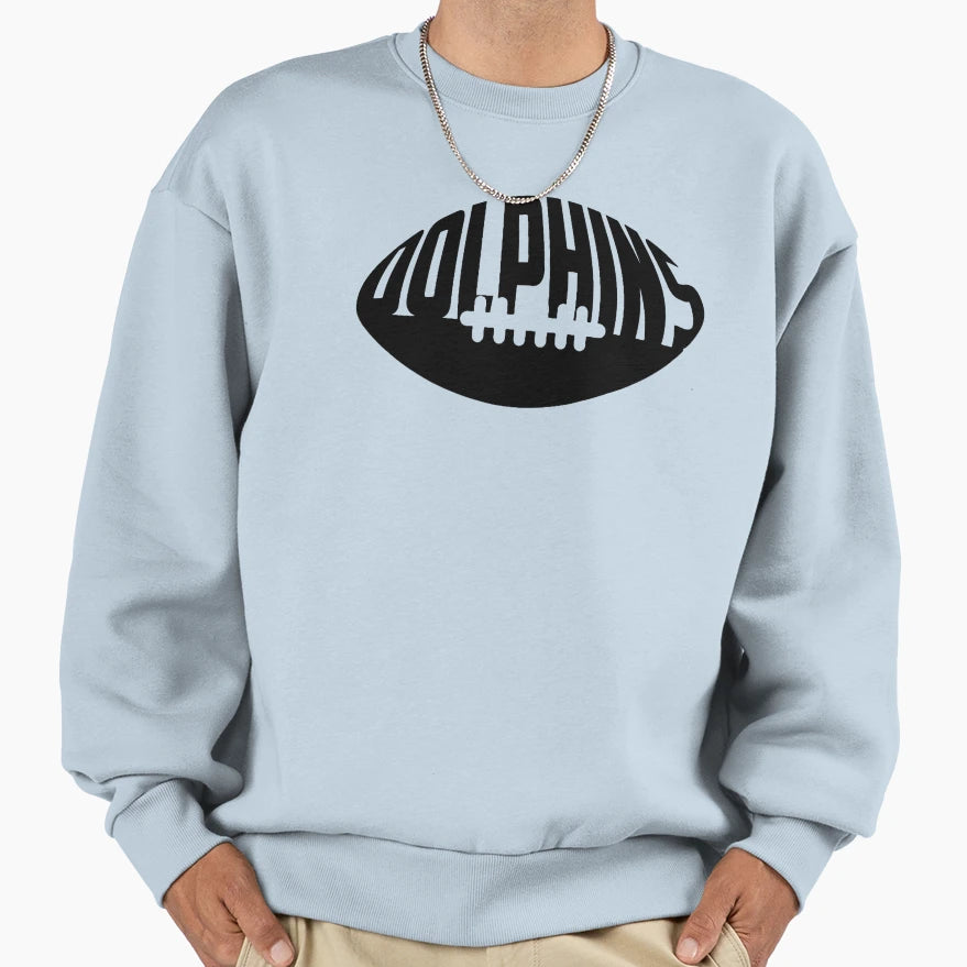 Dolphin Football Mascot Ball Dolphins Sweatshirt - Graphic Print Men Women - T-Shirt, Sweatshirt, Hoodie