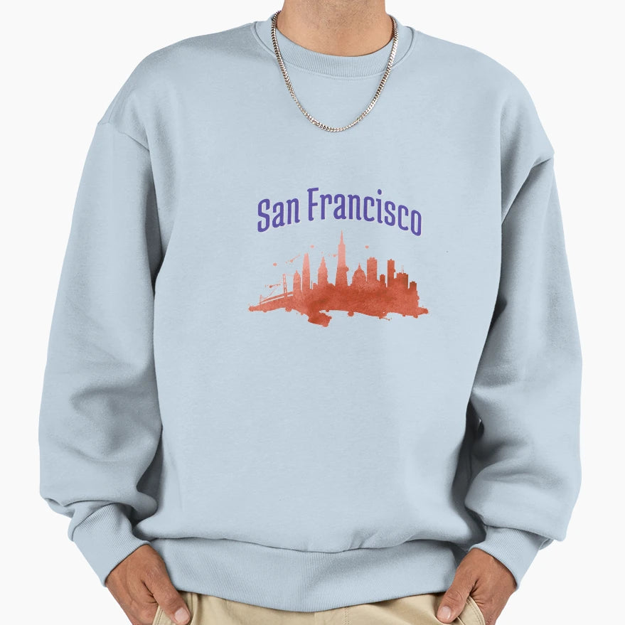 San Francisco Cityscape Sweatshirt - Unique Graphic Men Women - T-Shirt, Sweatshirt, Hoodie