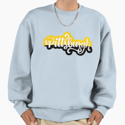 Pittsburgh Script Sweatshirt - Novelty Apparel for Adults - T-Shirt, Sweatshirt, Hoodie