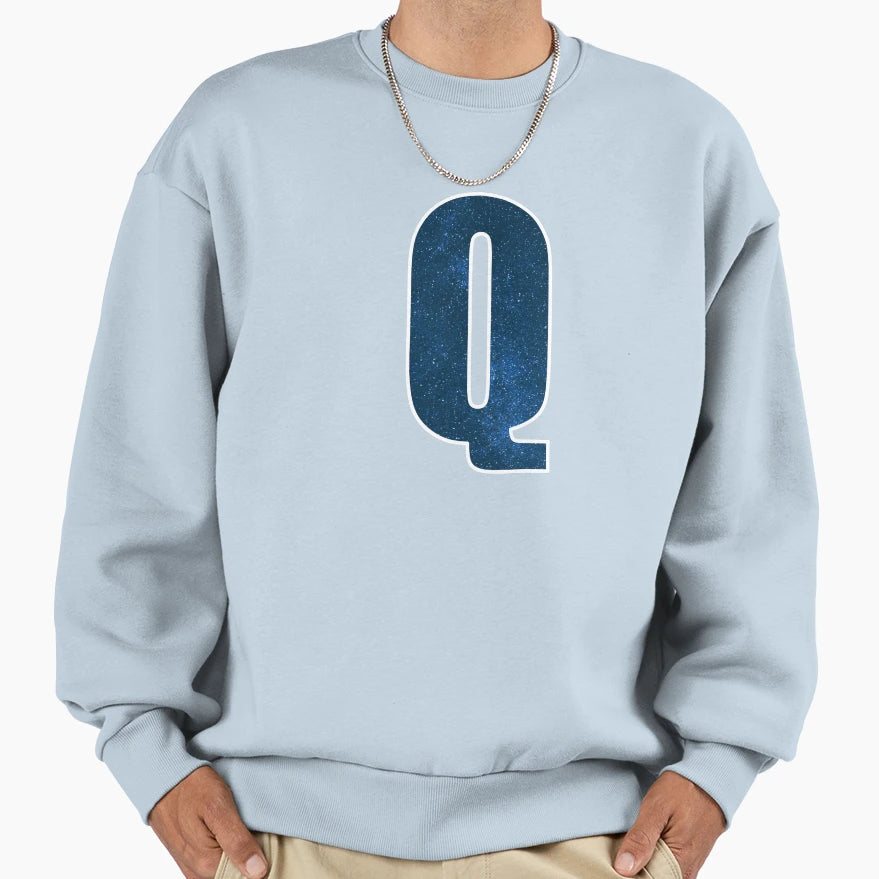 Letter Q Stars Sky Monogram Art Sweatshirt - Aesthetic Graphic for Adults - T-Shirt, Sweatshirt, Hoodie