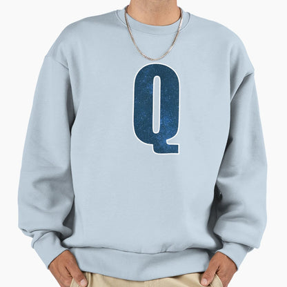 Letter Q Stars Sky Monogram Art Sweatshirt - Aesthetic Graphic for Adults - T-Shirt, Sweatshirt, Hoodie