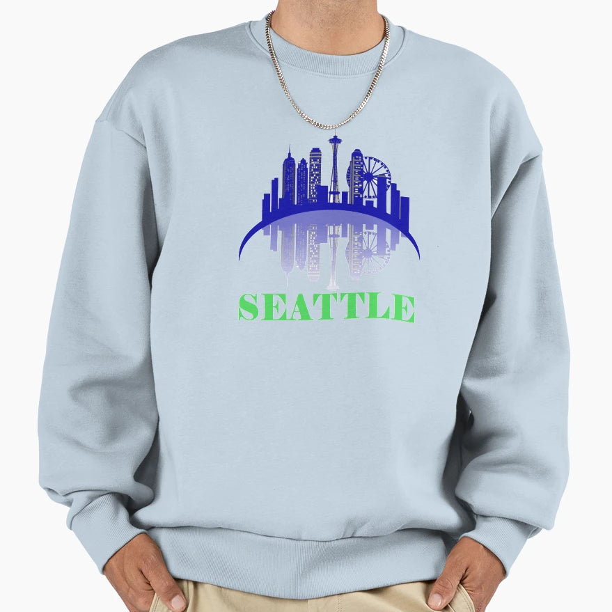 Seattle Washington Skyline 3 Sweatshirt - Aesthetic Graphic Unisex - T-Shirt, Sweatshirt, Hoodie