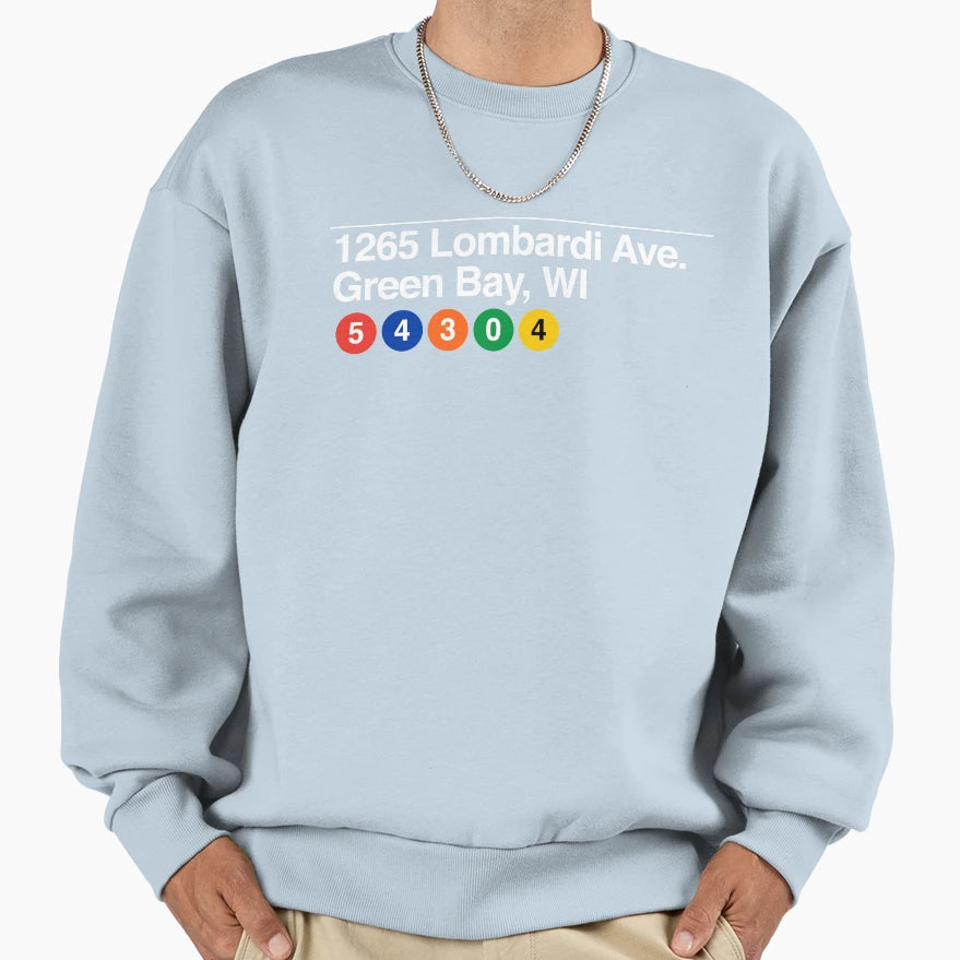 Lambeau Field 1265 Lombardi Ave Green Sweatshirt - Graphic Print Unisex - T-Shirt, Sweatshirt, Hoodie
