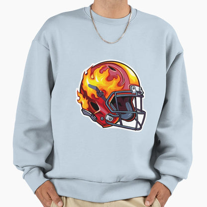 Fire Football Helmet Sweatshirt - Novelty Apparel for Adults - T-Shirt, Sweatshirt, Hoodie