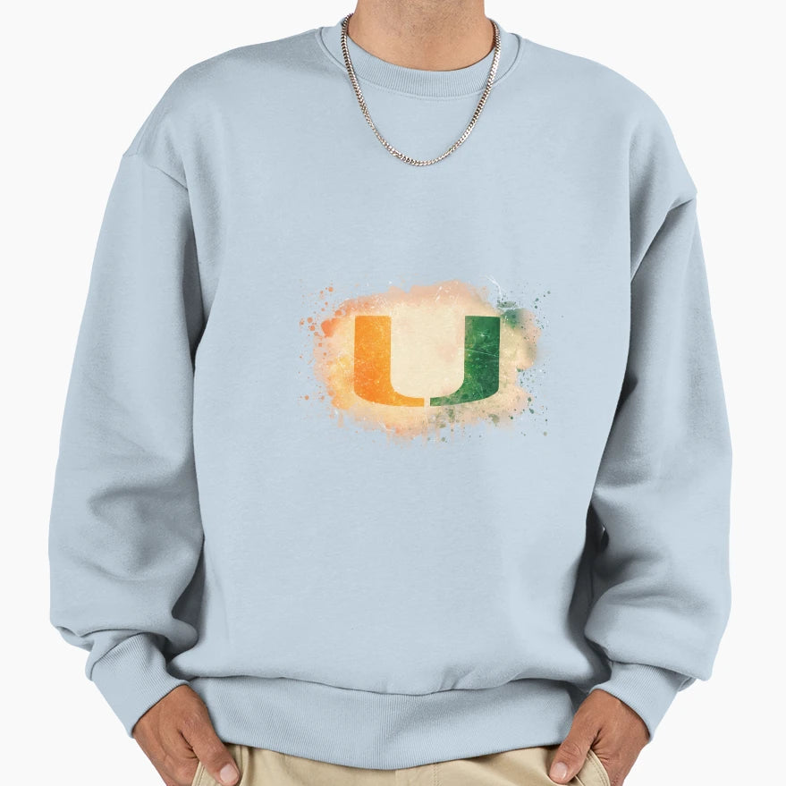 University Miami Watercolor Logo Sweatshirt - Fun Novelty Design Unisex - T-Shirt, Sweatshirt, Hoodie