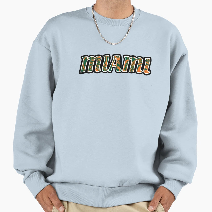 University Miami White Sweatshirt - Unique Graphic Unisex - T-Shirt, Sweatshirt, Hoodie