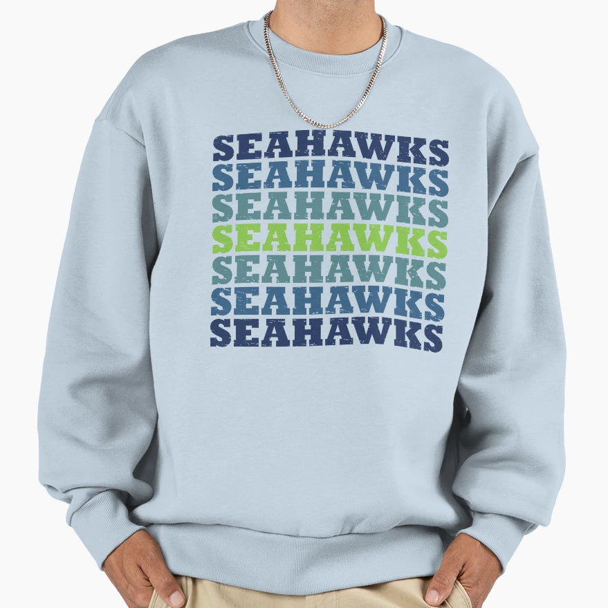 Sea Hawks Distressed Repeated Sweatshirt - Trendy Graphic Men Women - T-Shirt, Sweatshirt, Hoodie