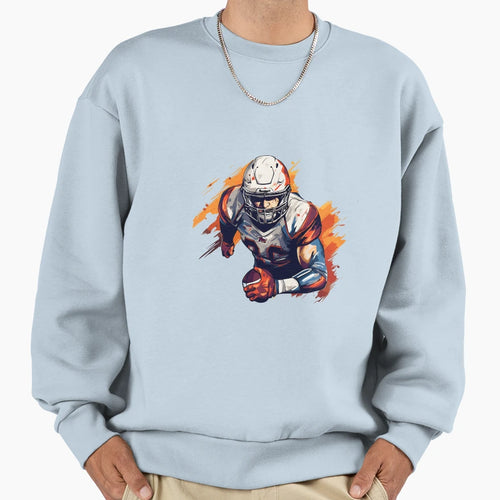 Artistic Cartoon Football Player Sweatshirt - Minimalist Print for Adults - T-Shirt, Sweatshirt, Hoodie