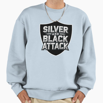 Silver And Black Attack Shield Sweatshirt - Trendy Graphic Men Women - T-Shirt, Sweatshirt, Hoodie