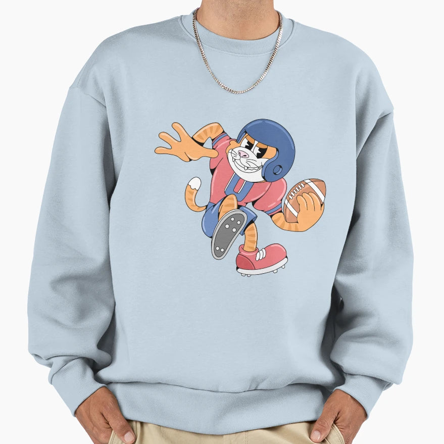 American Football Cartoon Sweatshirt - Custom Art Print Men Women - T-Shirt, Sweatshirt, Hoodie