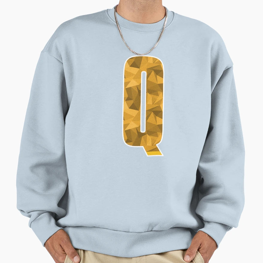 Letter Q Monogram Letter Art Yellow Sweatshirt - Unique Graphic Unisex - T-Shirt, Sweatshirt, Hoodie