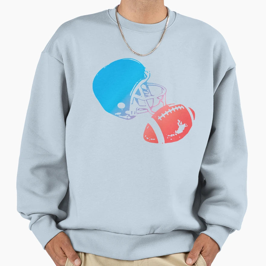 American Football Helmet And Ball Sweatshirt - Graphic Print Men Women - T-Shirt, Sweatshirt, Hoodie