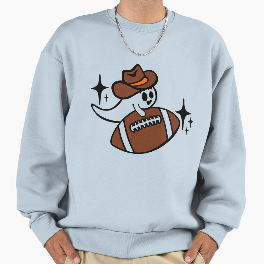 Halloween Vibes Ghost Football Sweatshirt - Aesthetic Graphic Men Women - T-Shirt, Sweatshirt, Hoodie