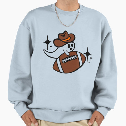 Halloween Vibes Ghost Football Sweatshirt - Aesthetic Graphic Men Women - T-Shirt, Sweatshirt, Hoodie