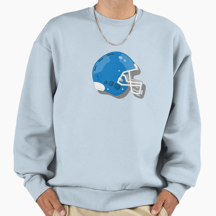 Blue American Football Helmet Sweatshirt - Fun Novelty Design Men Women - T-Shirt, Sweatshirt, Hoodie
