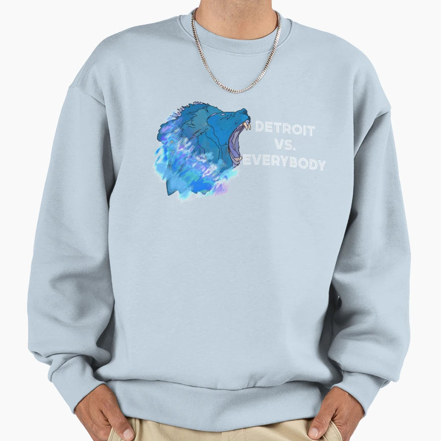 Detroit Vs Everybody Lion Roaring Sweatshirt - Streetwear Style for Adults - T-Shirt, Sweatshirt, Hoodie
