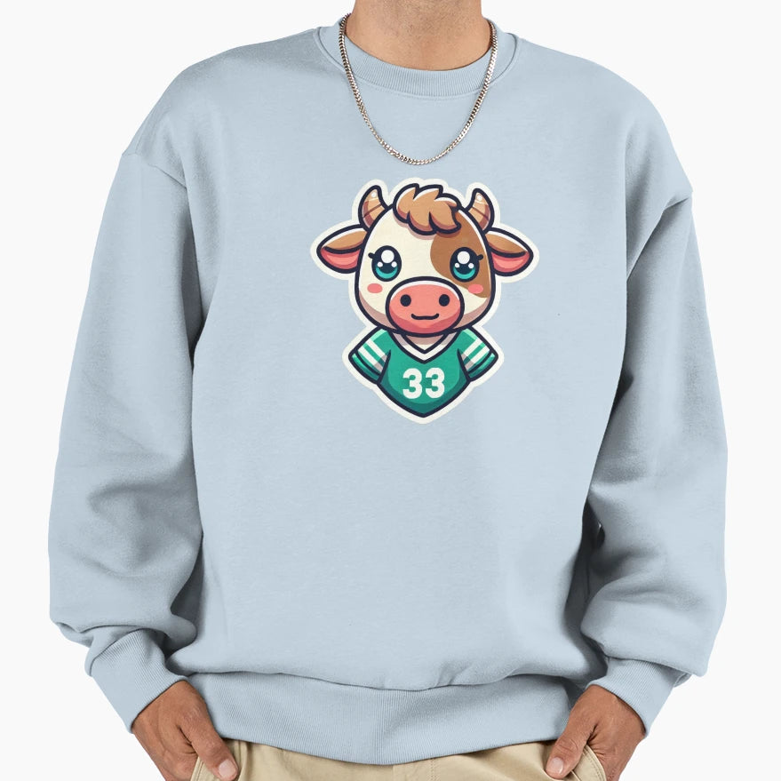 Jersey Cow Head Sweatshirt - Casual Everyday Wear Unisex - T-Shirt, Sweatshirt, Hoodie