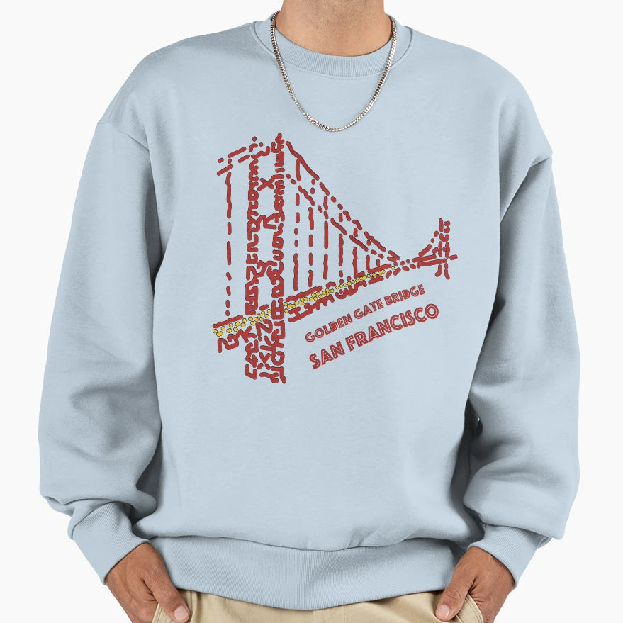 Golden Gate Bridge San Francisco Sweatshirt - Custom Art Print Men Women - T-Shirt, Sweatshirt, Hoodie