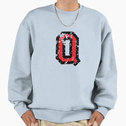 Letter Q Distressed Two Color Black Sweatshirt - Unique Graphic Men Women - T-Shirt, Sweatshirt, Hoodie