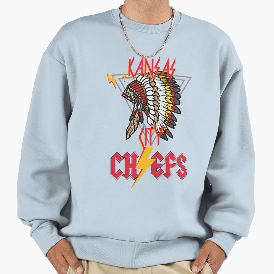 Chiefs Kc Metal Sweatshirt - Novelty Apparel Unisex - T-Shirt, Sweatshirt, Hoodie