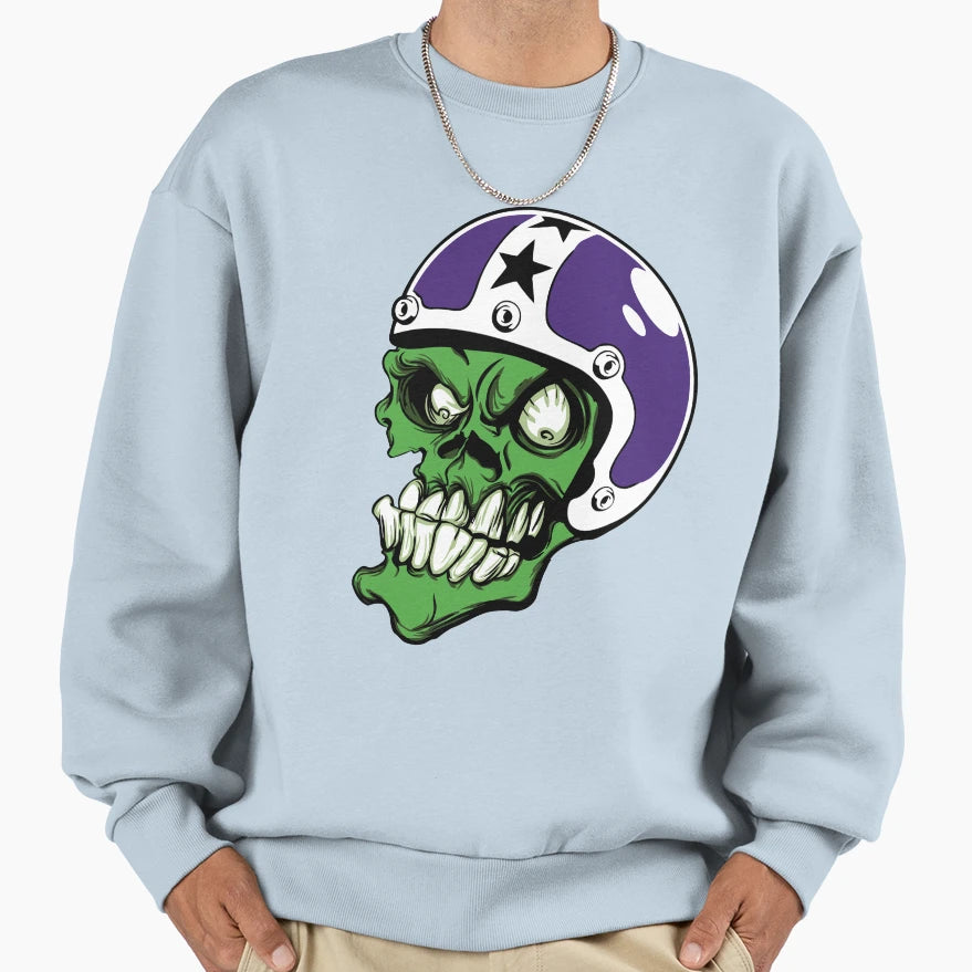 Crazy Skull Helmet Sweatshirt - Trendy Graphic Unisex - T-Shirt, Sweatshirt, Hoodie