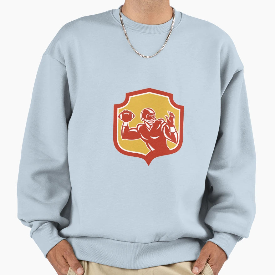 American Football Quarterback Shield Sweatshirt - Aesthetic Graphic Unisex - T-Shirt, Sweatshirt, Hoodie