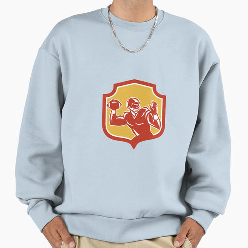 American Football Quarterback Shield Sweatshirt - Aesthetic Graphic Unisex - T-Shirt, Sweatshirt, Hoodie
