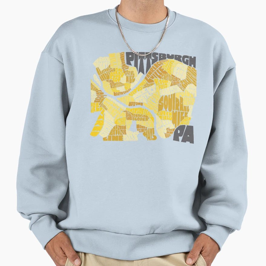Pittsburgh Neighborhood Map Sweatshirt - Casual Everyday Wear for Adults - T-Shirt, Sweatshirt, Hoodie