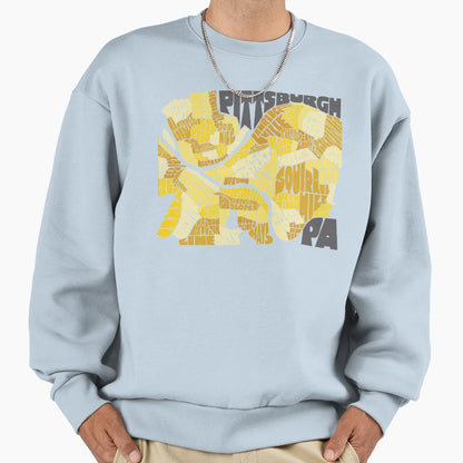 Pittsburgh Neighborhood Map Sweatshirt - Casual Everyday Wear for Adults - T-Shirt, Sweatshirt, Hoodie