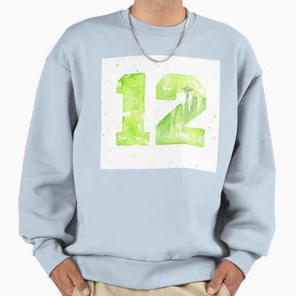 12Th Art Seattle Watercolor Space Sweatshirt - Novelty Apparel Unisex - T-Shirt, Sweatshirt, Hoodie