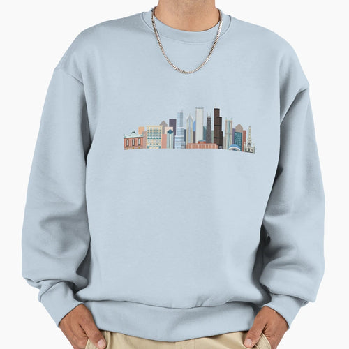 Chicago Skyline Sweatshirt - Trendy Graphic for Adults - T-Shirt, Sweatshirt, Hoodie