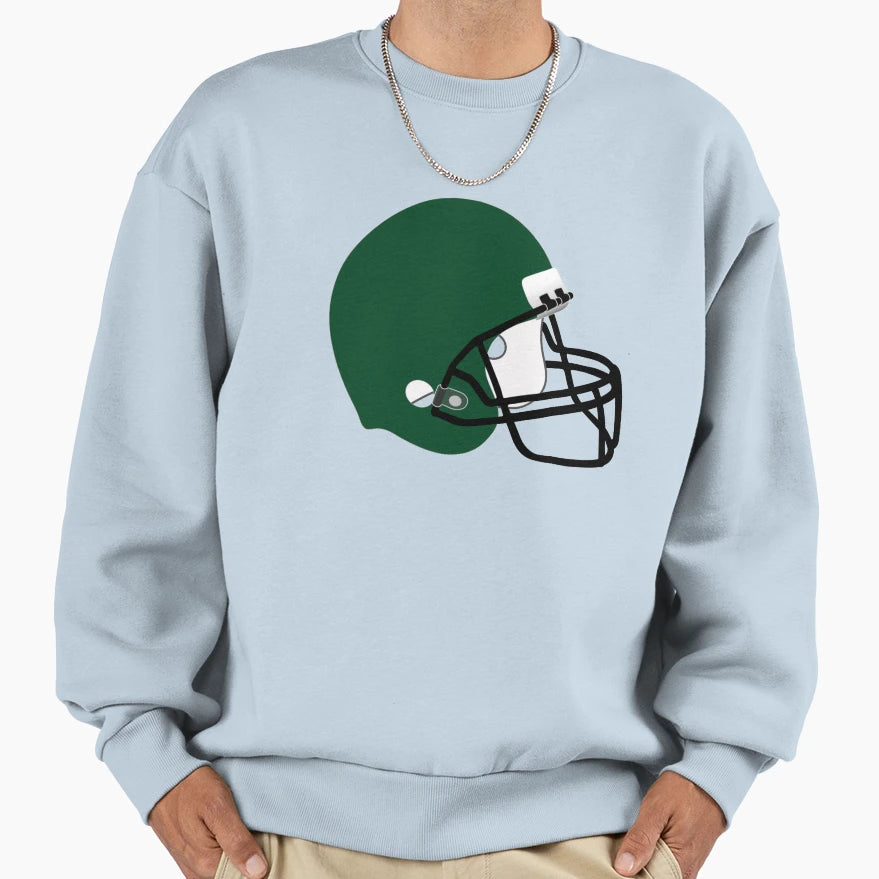 Green Football Helmet Sweatshirt - Graphic Print Men Women - T-Shirt, Sweatshirt, Hoodie