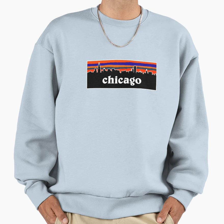 Chicago Cityscape Football Sweatshirt - Custom Art Print for Adults - T-Shirt, Sweatshirt, Hoodie