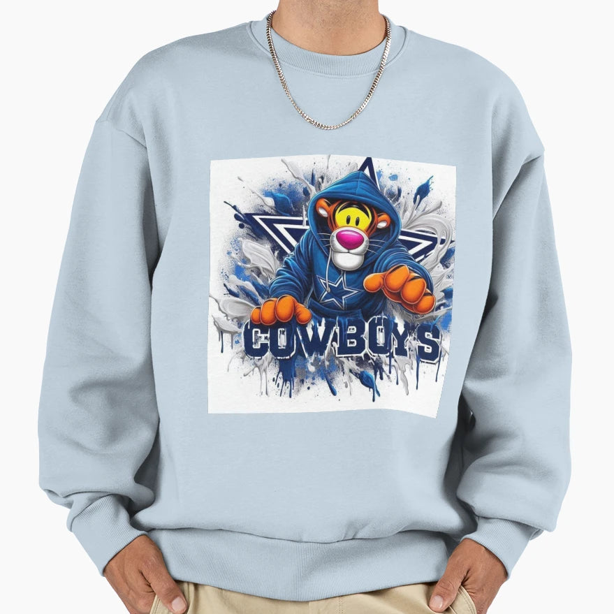 Dallas Cowboys Tiger Cartoon Shape Sweatshirt - Casual Everyday Wear Unisex - T-Shirt, Sweatshirt, Hoodie