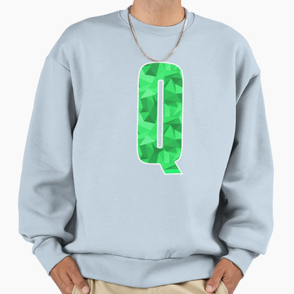 Letter Q Monogram Letter Art Green Sweatshirt - Novelty Apparel Men Women - T-Shirt, Sweatshirt, Hoodie