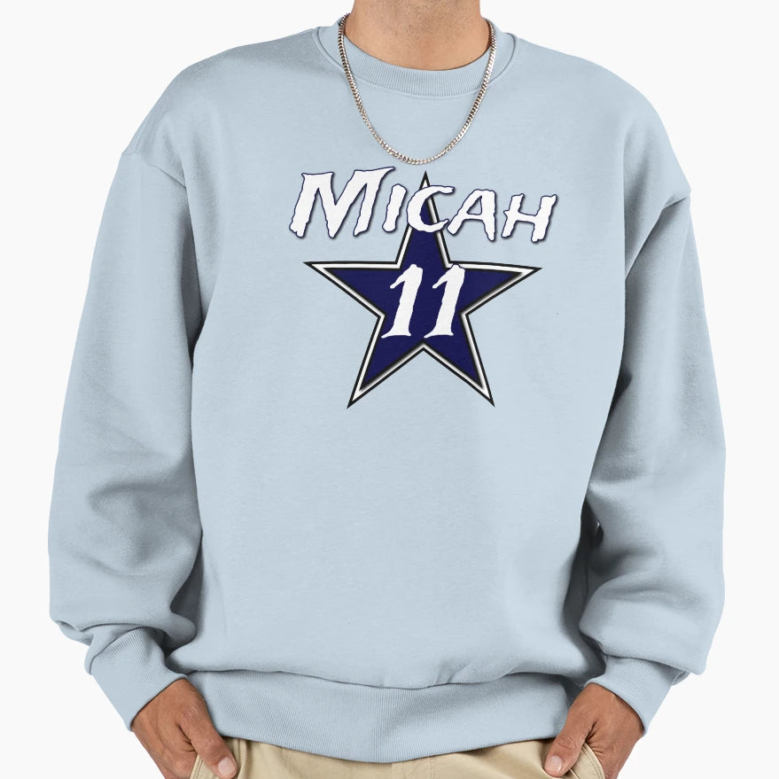 Micah Football Micah 11 Dallas Star Sweatshirt - Unique Graphic for Adults - T-Shirt, Sweatshirt, Hoodie