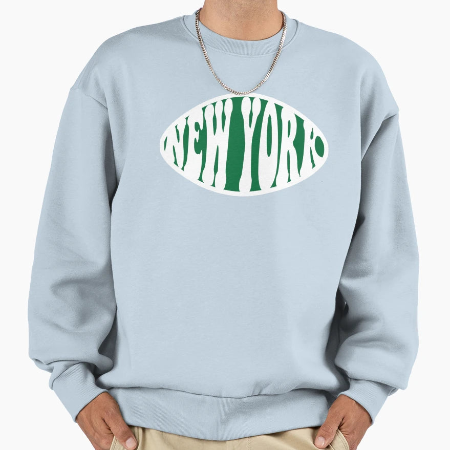 New York Jets Funky Football Logo Sweatshirt - Minimalist Print for Adults - T-Shirt, Sweatshirt, Hoodie