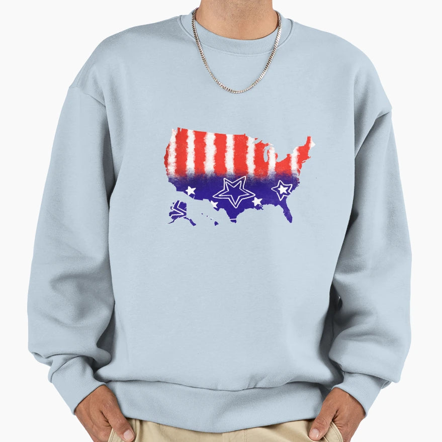 Red White And Blue Glory Usa Map Sweatshirt - Minimalist Print for Adults - T-Shirt, Sweatshirt, Hoodie