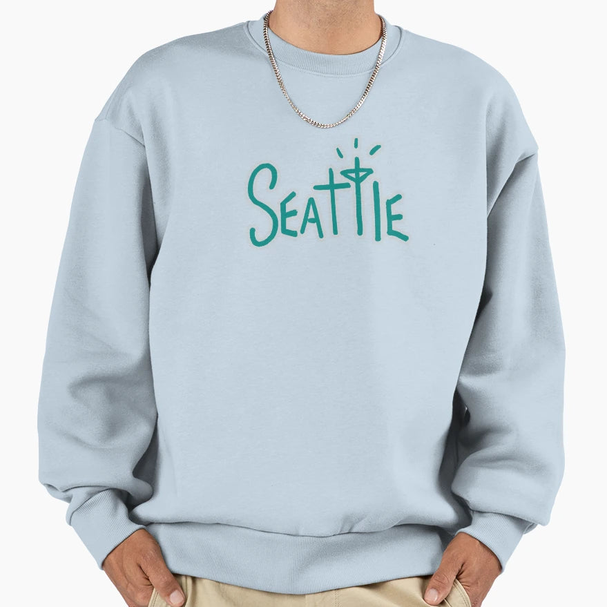 Seattle Baseball Text Sweatshirt - Novelty Apparel Men Women - T-Shirt, Sweatshirt, Hoodie