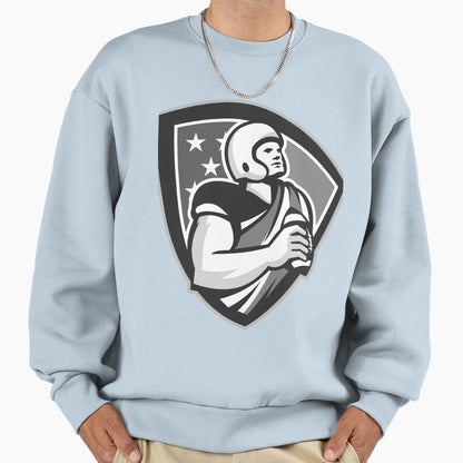 American Football Ball Shield Sweatshirt - Graphic Print Men Women - T-Shirt, Sweatshirt, Hoodie