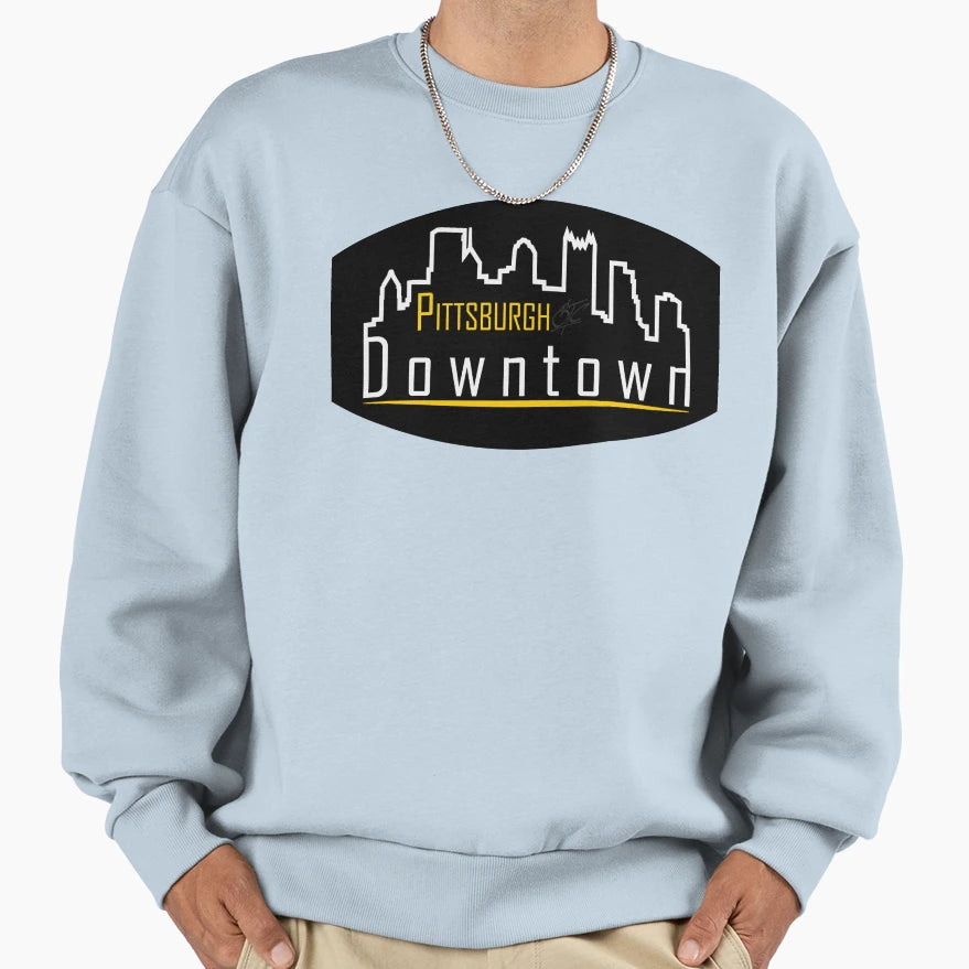 Black Downtown Pittsburgh Sweatshirt - Graphic Print for Adults - T-Shirt, Sweatshirt, Hoodie