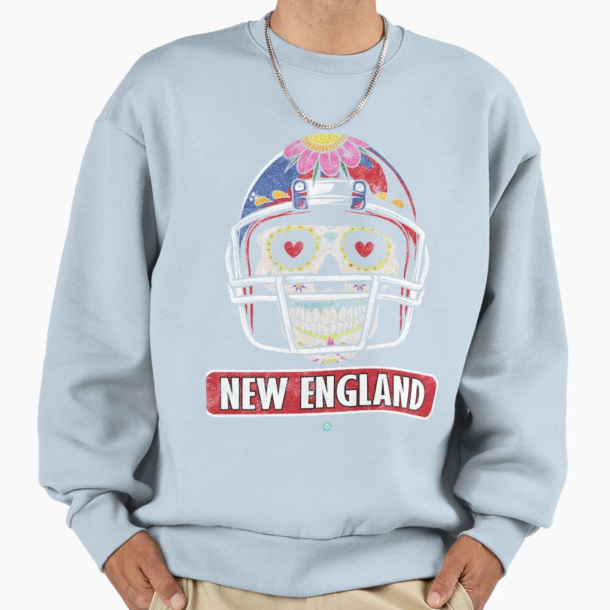 American Football New England Skull Sweatshirt - Trendy Graphic Unisex - T-Shirt, Sweatshirt, Hoodie