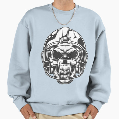Skull Football Helmet Sweatshirt - Casual Everyday Wear Unisex - T-Shirt, Sweatshirt, Hoodie