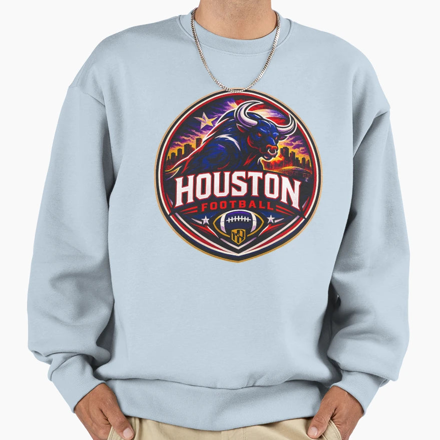Houston Football Skyline Sports T-Shirt - Casual Everyday Wear Men Women - T-Shirt, Sweatshirt, Hoodie