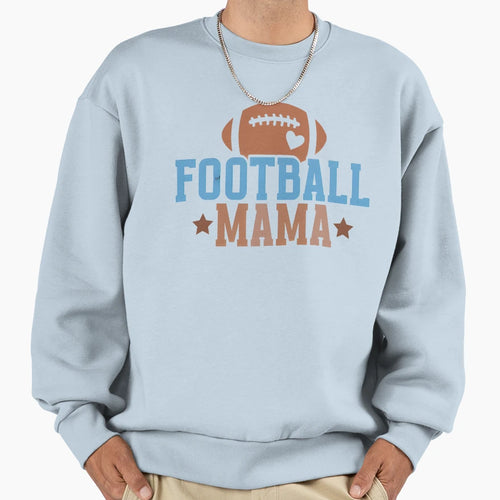 Brown And Blue Football Mama Sweatshirt - Graphic Print Men Women - T-Shirt, Sweatshirt, Hoodie