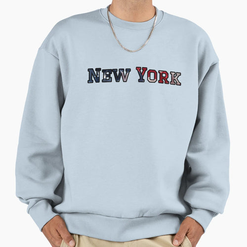 New York Usa Flag Typography Stars And Sweatshirt - Novelty Apparel Unisex - T-Shirt, Sweatshirt, Hoodie