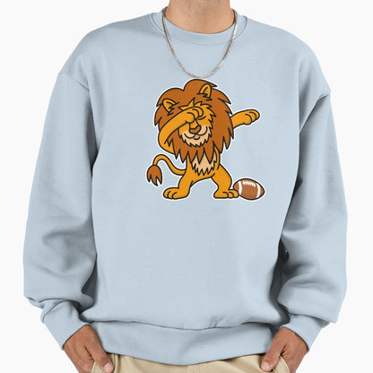Dab Dabbing Lion Rugby American Sweatshirt - Novelty Apparel Unisex - T-Shirt, Sweatshirt, Hoodie