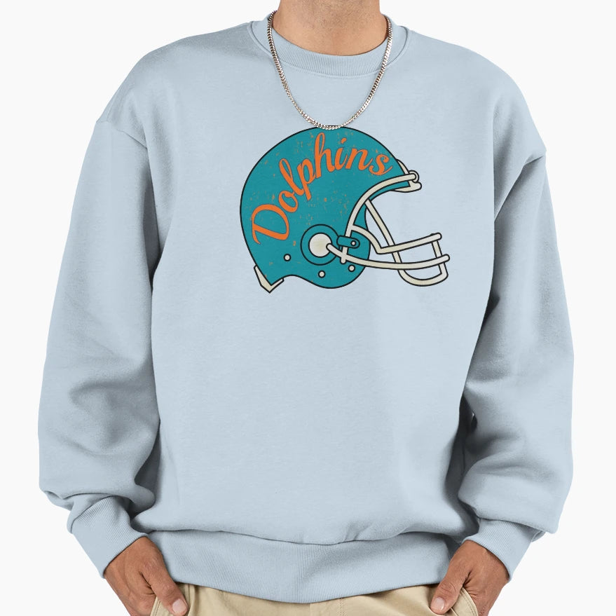 Dolphins Helmet Sweatshirt - Aesthetic Graphic Unisex - T-Shirt, Sweatshirt, Hoodie