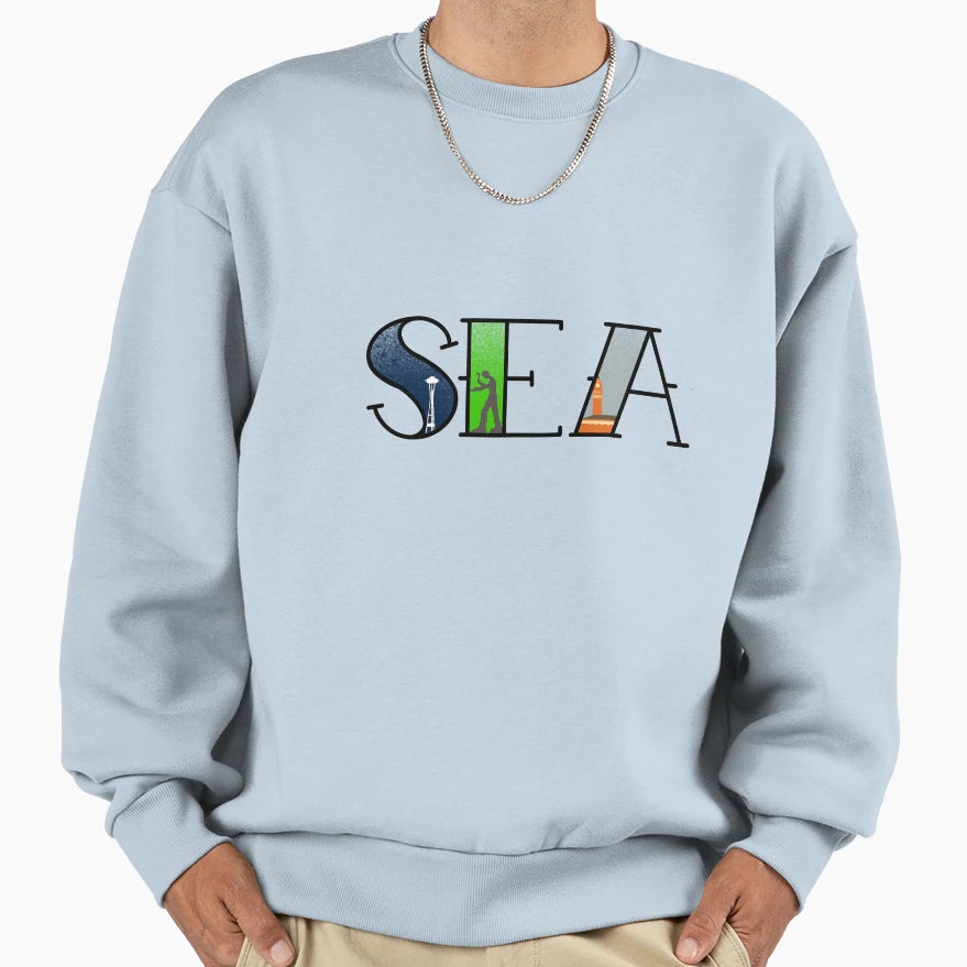 Seattle Tattoo Sweatshirt - Fun Novelty Design for Adults - T-Shirt, Sweatshirt, Hoodie